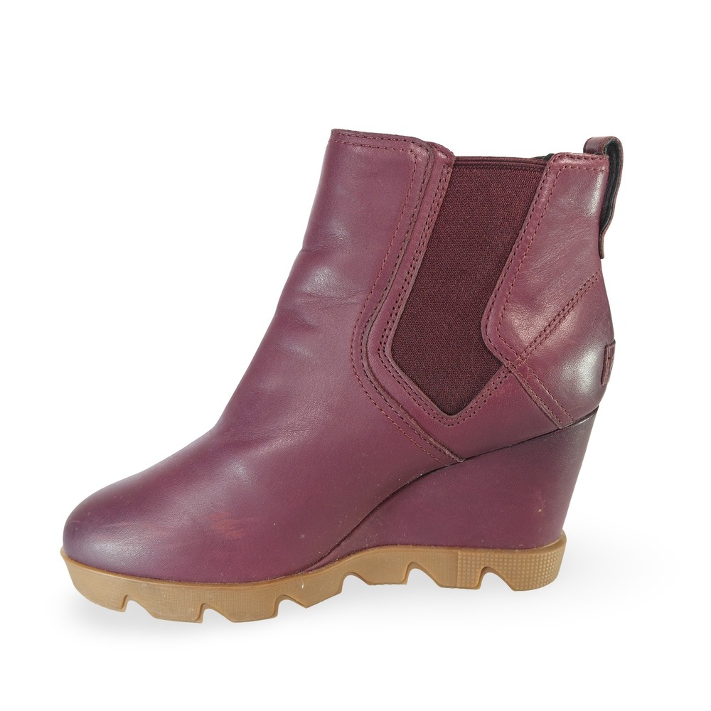 Sorel Joan Uptown Wedge Heel Boots Women 7 Burgundy Leather NL4379-602 - Picture 6 of 11